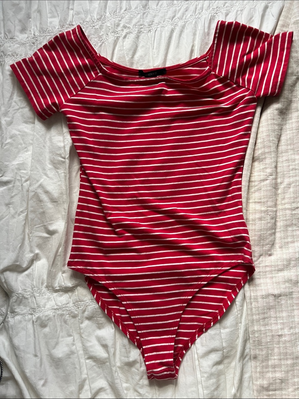 Forever 21 Red & White Striped Kids One-Piece Bodysuit